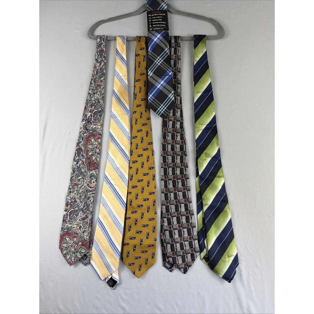 Various brands lot of 6 men's silk men's neck ties, patterns, stripes
